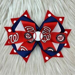 🎀⚾️ MLB Washington Nationals Baseball Hair Bow Barrette Clip ⚾️🎀